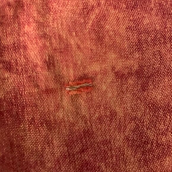 Quiksilver Button Up Long Sleeve Shirt S Red Acid Wash Pocket Collar Cotton - Picture 7 of 8